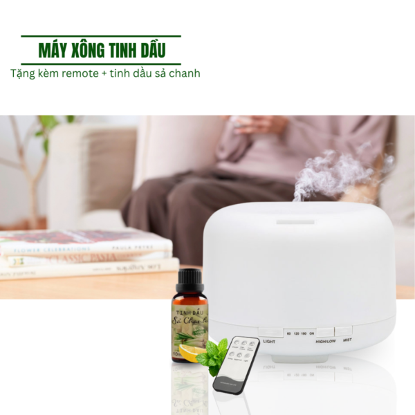 Máy Xông Tinh Dầu (Tặng kèm tinh dầu sả chanh)